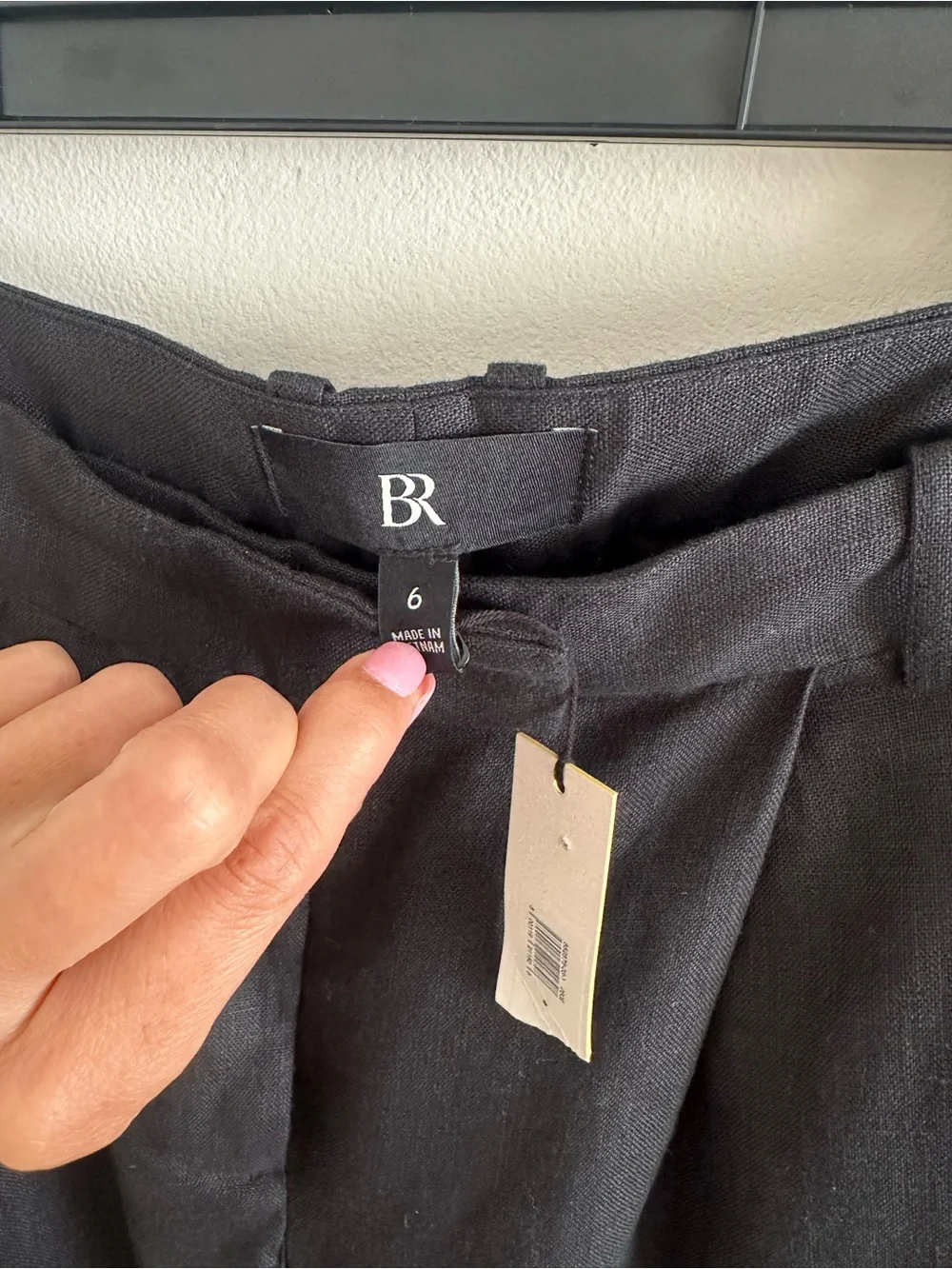 NWT Banana Republic black high rise 100% linen trouser straight leg pant size 6